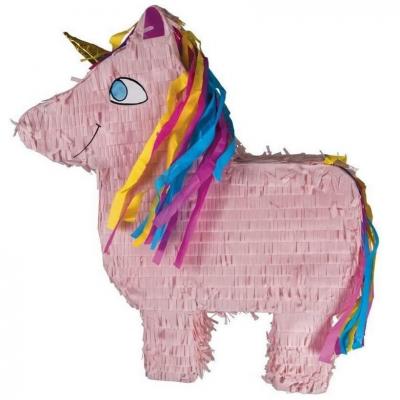 1 Piñata rose Licorne pour fête anniversaire enfant 43.4 x 48.6cm REF/22911