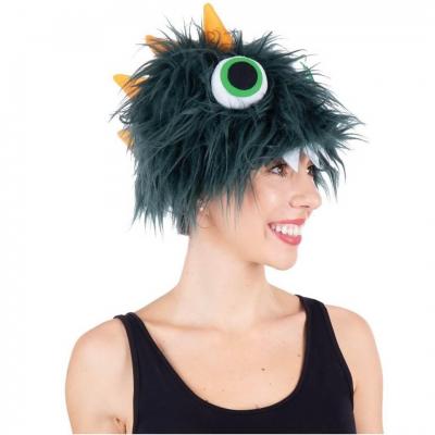 22944 chapeau halloween adulte monstre velu en vert fonce