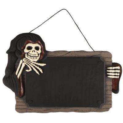 23037 decoration a suspendre halloween ardoise squelette