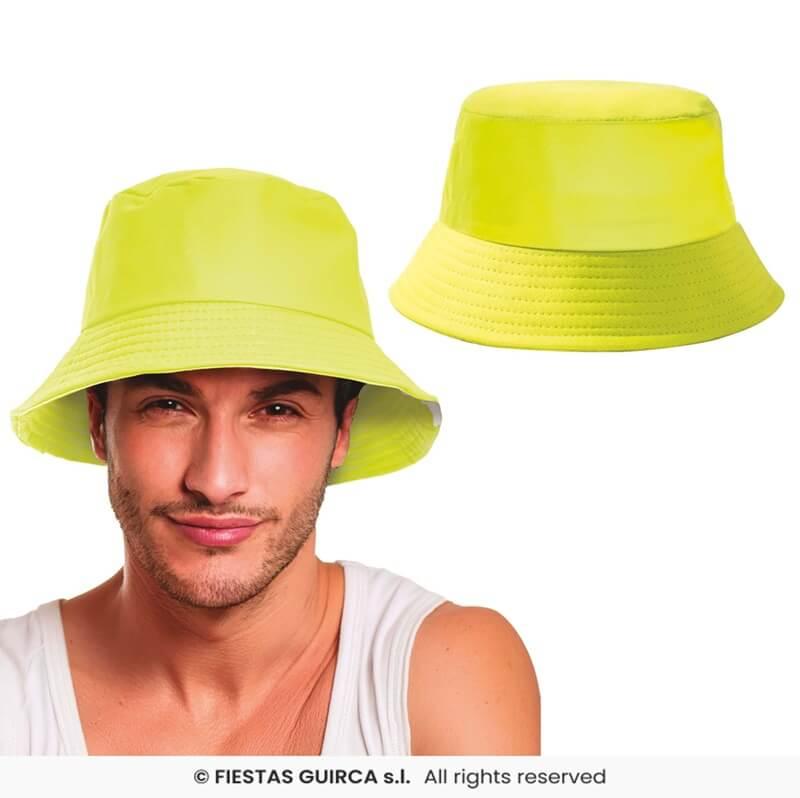 23038 chapeau bob adulte jaune fluo annees 80