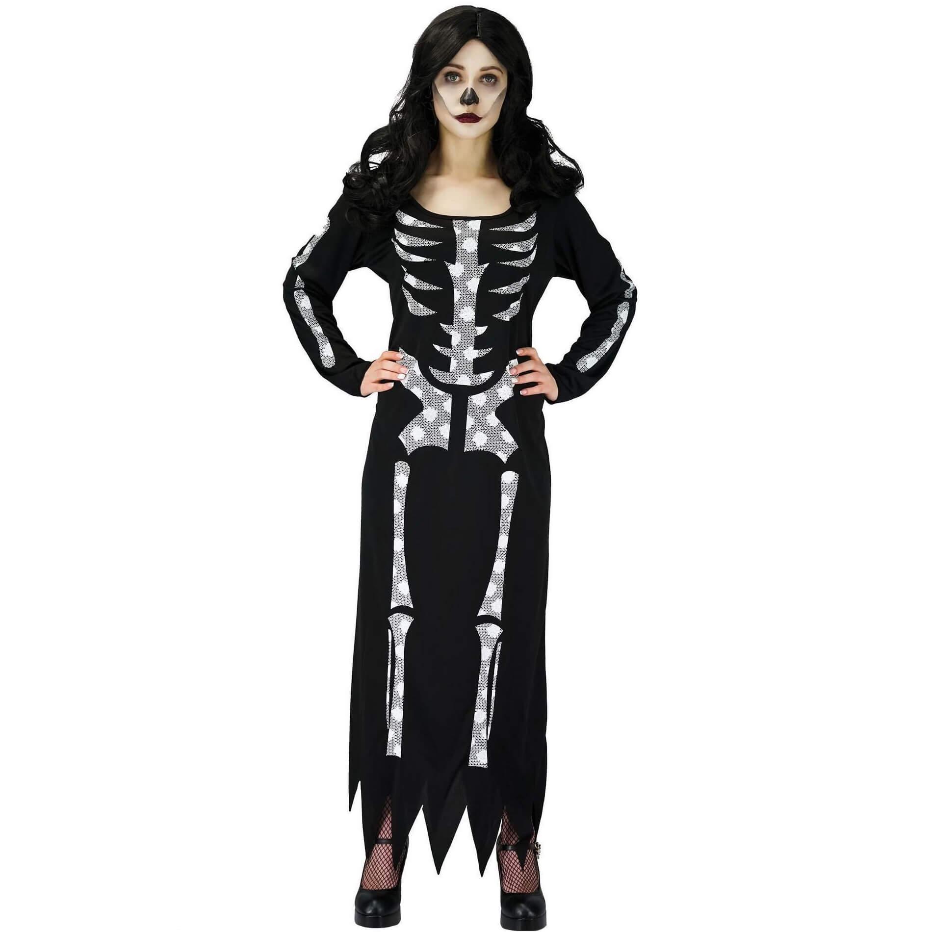 23176 deguisement halloween adulte femme squelette