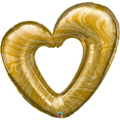 1 Ballon géant aluminium mariage coeur doré or REF/23189 Qualatex (107cm/42