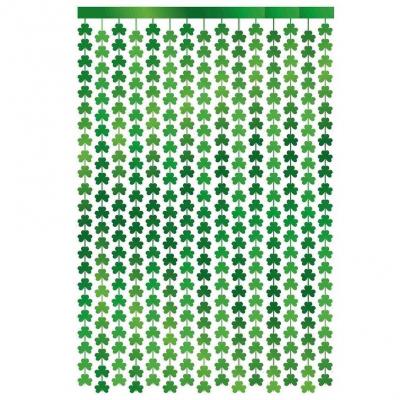 1 Rideau lamé vert avec trèfles (220 x 100cm) REF/23237 (Décoration fête St Patrick)