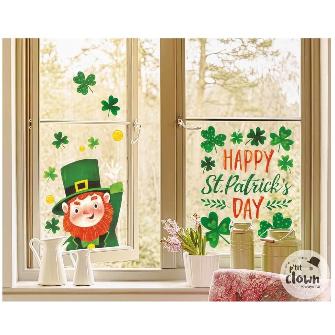 23249 decoraton fenetre avec stickers st patrcik