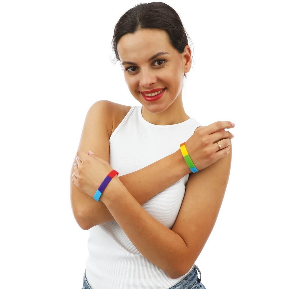 23261 accessoire deguisement bracelet souple pride arc en ciel multicolore