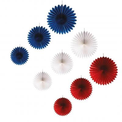 23307 decoration tricolore france bleu blanc rouge rosace a suspendre