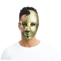 23382 accessoire de deguisement homme masque dore or visage brise