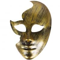 23382 accessoire de deguisement masque dore or visage brise