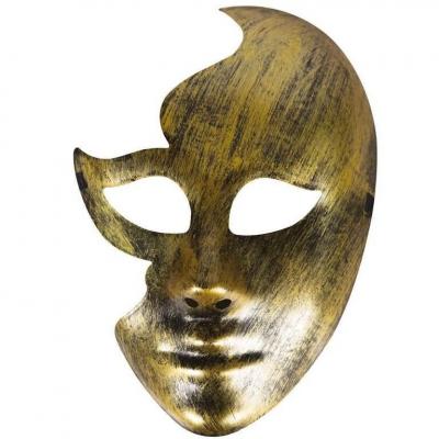 1 Masque visage brisé doré or REF/23382 (Accessoire de déguisement adulte)
