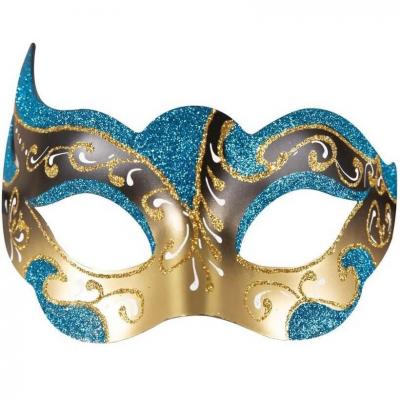 23405 accessoire de deguisement loup adulte venitien bleu et dore or