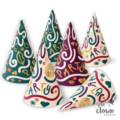 23442 article de fete d ambiance chapeau pointu carton multicolore