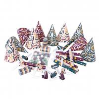 23444 kit cotillon multicolore 10 personnes chapeau sarbacane serpentin boule sifflet sans gene en sachet