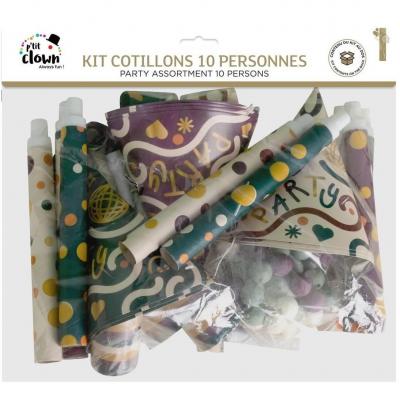 23444 kit cotillon multicolore 10 personnes chapeau sarbacane serpentin boule sifflet sans gene en sachet