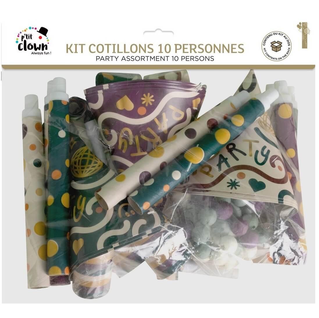 23444 sachet kit cotillon multicolore 10 personnes chapeau sarbacane serpentin boule sifflet sans gene