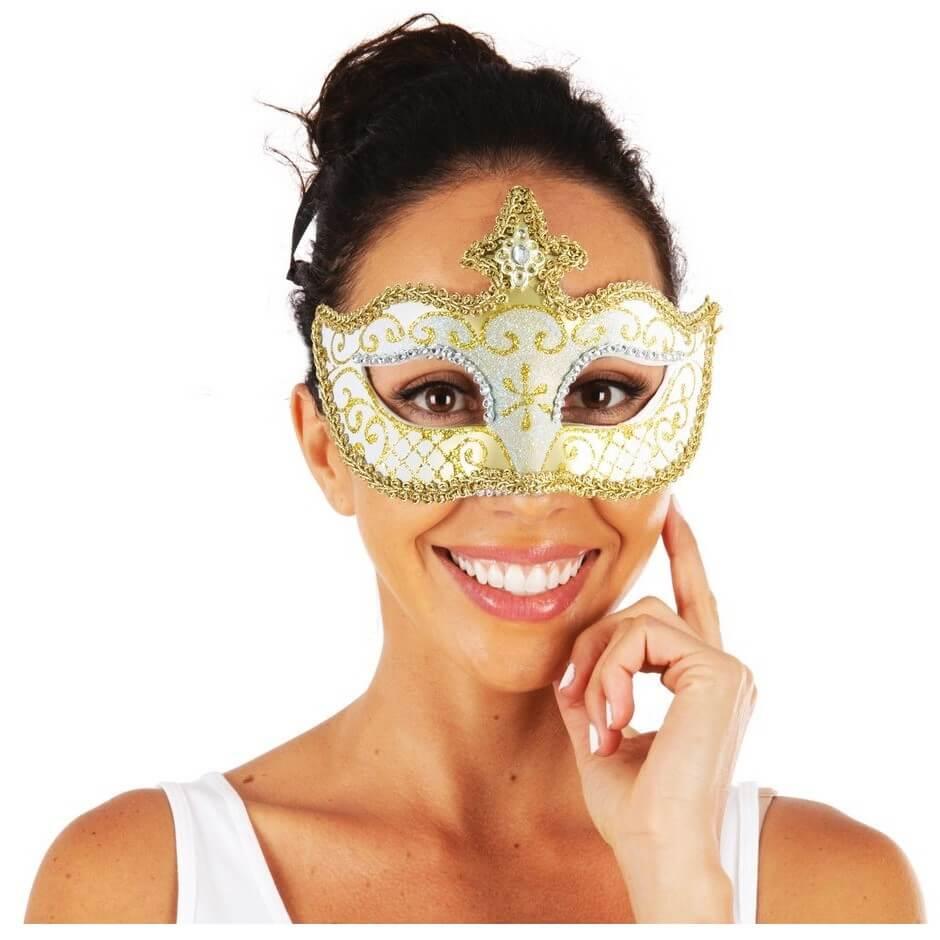 23511 accessoire de deguisement loup adulte venitien or blanc argent