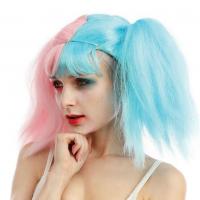 23615 accessoire de deguisement perruque adulte arlequin couette rose et bleu