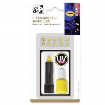 23875 kit maquillage vernis a ongles strass rouge a levres jaune fluo