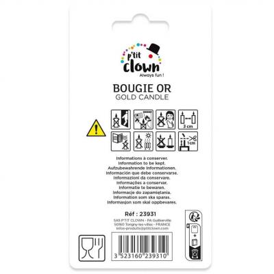 23931 bougie anniversaire doree or metallique chiffre 1