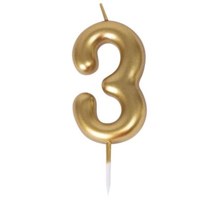 23933 bougie dore or metallique chiffre 3 gateau anniversaire