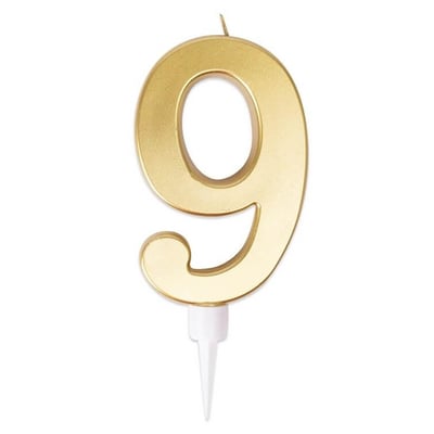 23959 magasin pas de calais decoration gateau anniversaire bougie geante doree or metallisee chiffre 9