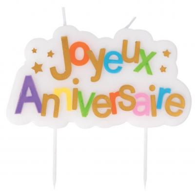 23964 bougie blanche multicolore joyeux anniversaire pour gateaux