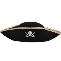 24600 chapeau de pirate adulte noir dore or