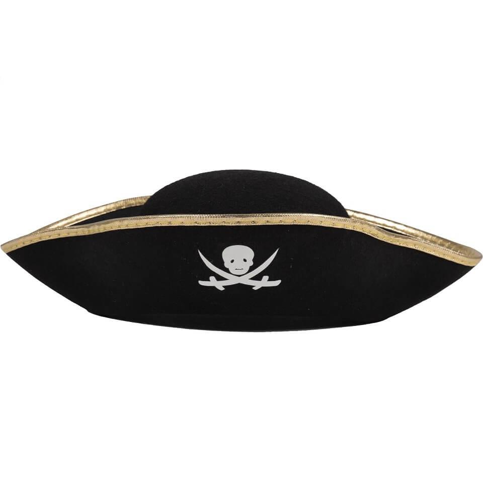 24600 chapeau de pirate adulte noir dore or