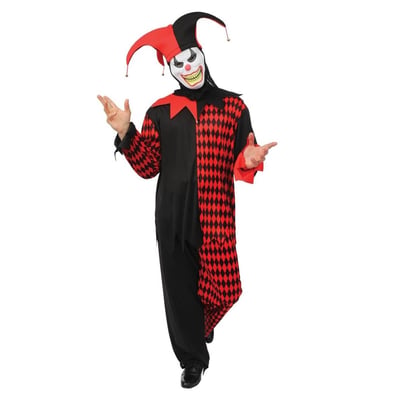 24745 magasin halloween pas de calais costume homme adulte clown arlequin rouge noir