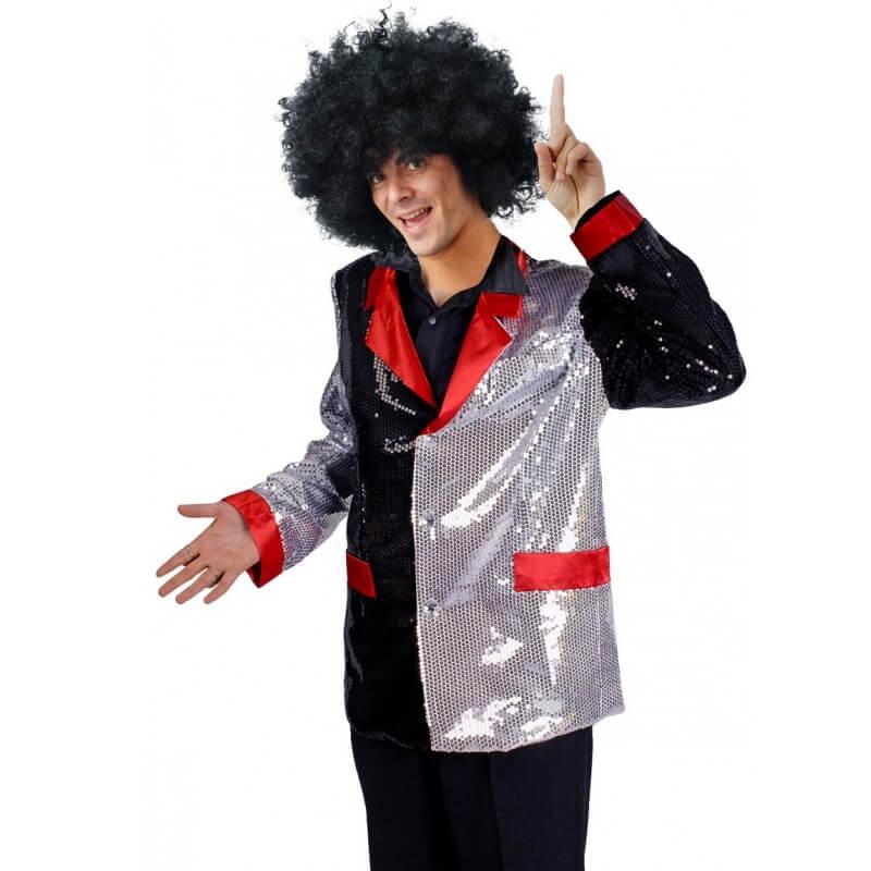 250882 taille l veston sequins joueur rouge argent noir accessoire de deguisement