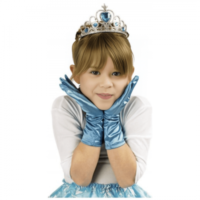 1 Set princesse bleu avec gants et diadème pour enfant REF/251716 Accessoire de déguisement