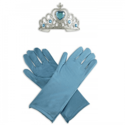251716 accessoire de deguisement avec gants bleu et diademe de princesse