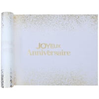 28 magasin pas de calais rouleau chemin de table joyeux anniversaire blanc et dore or metallique