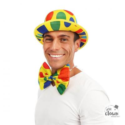 28061 accessoire deguisement chapeau melon multicolore de clown adulte