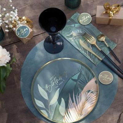 2812 decoration set de table rond bleu canard intisse