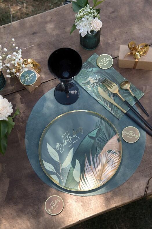 2812 decoration set de table intisse rond bleu canard