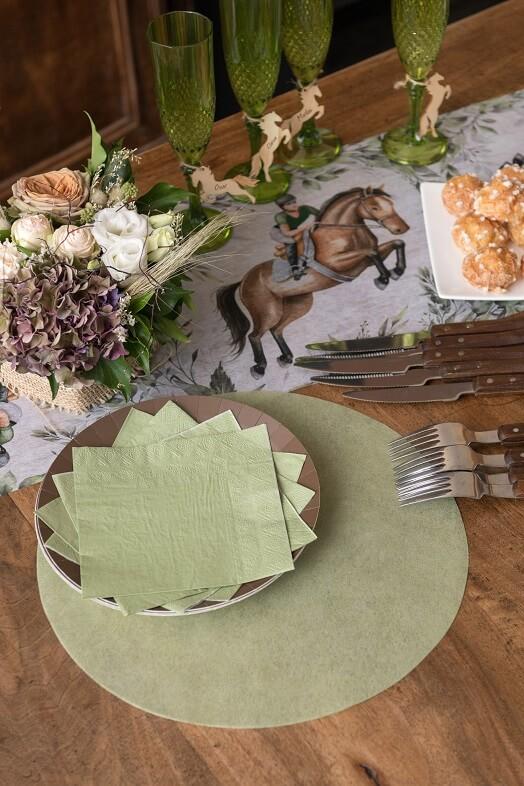2812 decoration set de table vert olive sauge