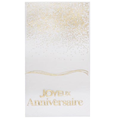 29 serviette de table blanche et doree or metallisee joyeux anniversaire