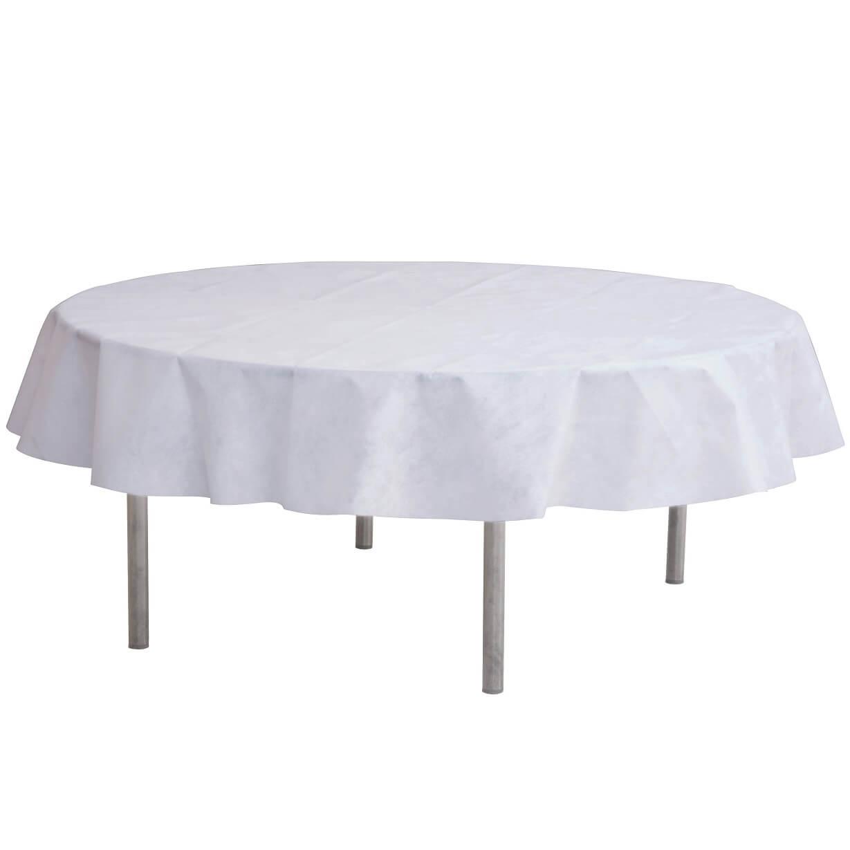 Nappe ronde blanche en matière in tissé de 240cm REF/2964