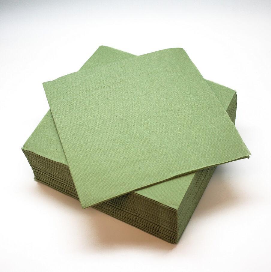 3425 serviette coktail ouate micro gauffree vert olive 25cm