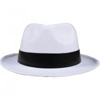 34760 accesssoire deguisement chapeau borsalino feutre blanc et noir adulte