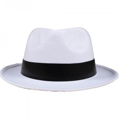 34760 accesssoire deguisement chapeau borsalino feutre blanc noir adulte