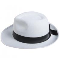 34760 accesssoire deguisement chapeau borsalino feutre blanc noir adulte
