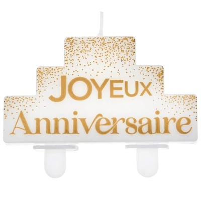 35 magasin pas de calais bougie gateau anniversaire blanc dore or metallique
