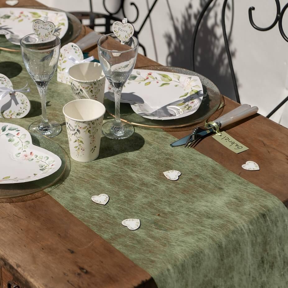 3586 decoration chemin de table vert olive sauge