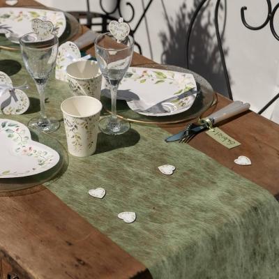 Chemin de table Fanon vert Olive/Sauge 28 cm x 5m (x1) REF/3586
