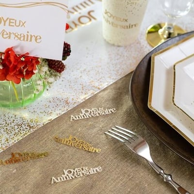 36 boutique decoration pas de calais confettis de table joyeux anniversaire blanc dore or metallique