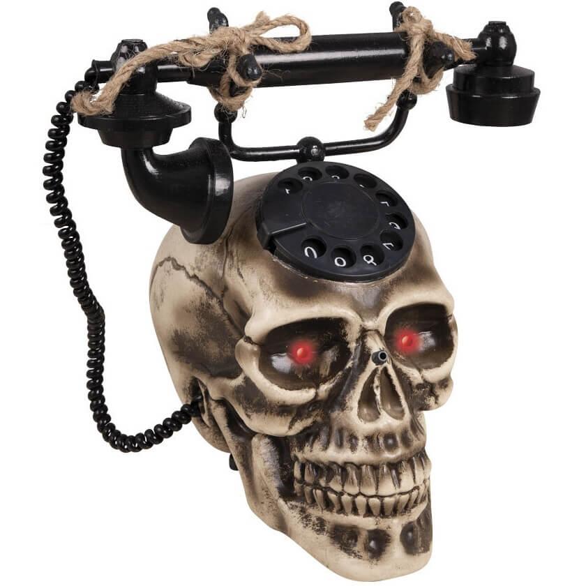 38629 decoration halloween telephone tete de mort sonore et lumineuse