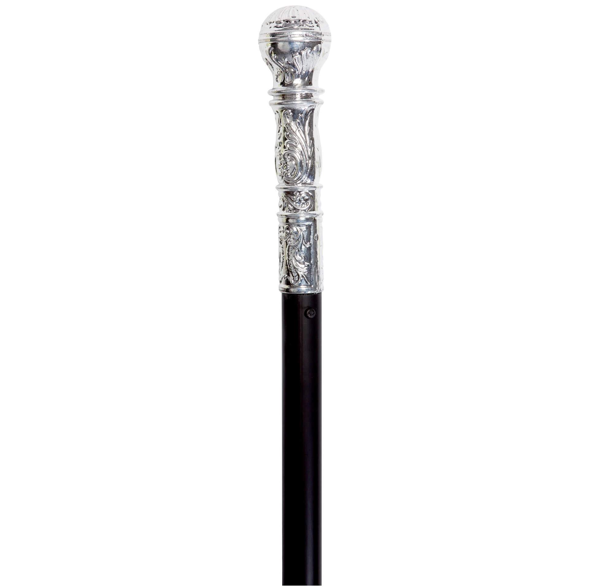 38700 canne pommeau noir argent 92 cm accessoire de deguisement