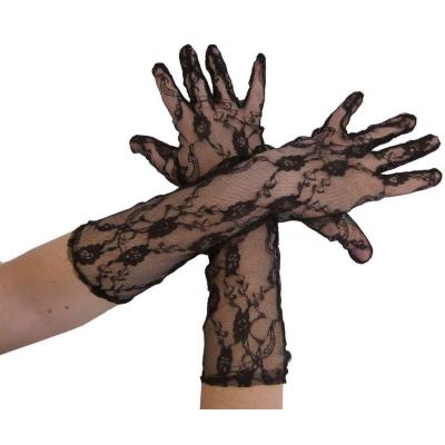 1 Paire de gants longs en dentelle de 40cm en noir REF/39110 Accessoire de déguisement
