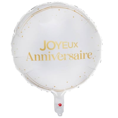 40 magasin pas de calais ballon aluminium joyeux anniversaire blanc dore or metal